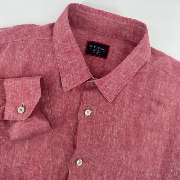 UNTUCKit Other - Untuckit Shirt Men's Large Linen Red Certan De May Wrinkle Resistant Button Up